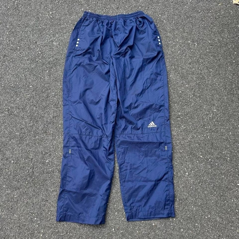 Vintage y2k Navy Blue Mens Large Adidas Windbreaker Mesh Lined Track Pants